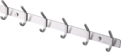 Produktbild von Badezimmergarderobe zur Wandmontage mit 6 Haken, SUS304 Edelstahl, Wandgarderobe, gebürstetes Finish, AH203H6-2