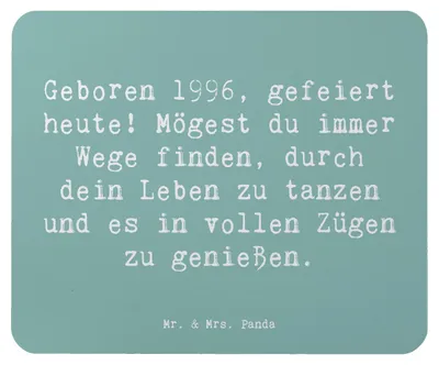 Produktbild von Mr. & Mrs. Panda Mauspad Spruch 1996 Geburtstag - Meeresbrise - Geschenk, Mousepad, Geboren, Alter, Lebensfreude, mousematte, Mouse Pad, Geburtstagsfeier, Erinnerungen an
