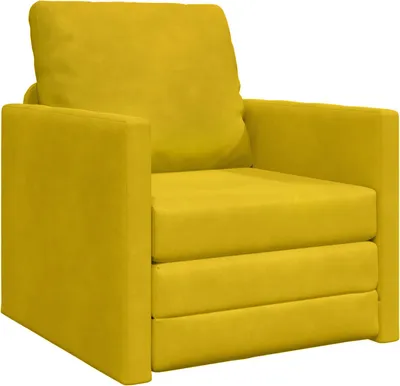 Zdjęcie produktu dla vidaXL Sofa rozkładana ciemnożółta 74 x 77 x 81 cm aksamitna