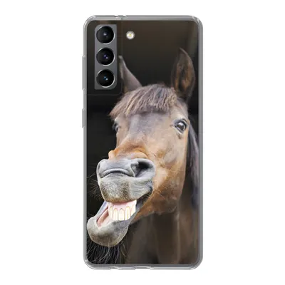 Produktbild von MuchoWow® Handyhülle Schutzhülle Hülle für Samsung Galaxy S21 Pferd - Lustig - Stall - Kinder - Jungen - Mädchen - Kinder Silikon Softcase Handy Hülle - Softcase