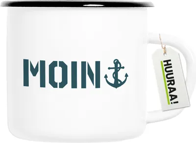 Produktbild von Huuraa Emaille Tasse Moin Anker 300ml Vintage Campingbecher Geschenkidee