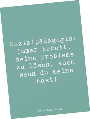 Produktbild von Mr. & Mrs. Panda Postkarte Spruch Sozialpädagogin Helferherz - Meeresbrise - Geschenk, Unterstützung, Ansichtskarte, Grußkarte, bildkarte, personalisierte Geschenke