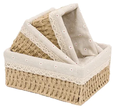 Imagen del producto de Juego de 3 cestas tejidas para decoración y almacenamiento