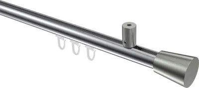 Produktbild von Interdeco Innenlaufstange / Gardinenstange mit Innenlauf Chrom / Edelstahl-Optik, Typ Sonius Sitra (Konus) Deckenmontage, 20 mm Ø 1-läufig, 200 cm