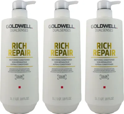 Produktbild von Goldwell Rich Repair 3 x 1000 ml Conditioner für strapaziertes Haar Set