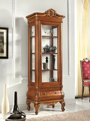 Produktbild von Vitrine Glasschrank Holz Schränke Wohnzimmer Vitrinen Italienische Luxus Möbel