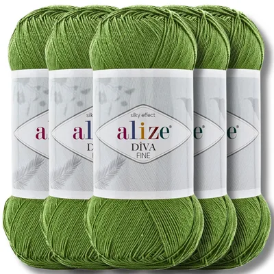 Obrázok produktu pre Alize 5x 100 g Diva Fine vlna, jednofarebná, háčkovanie, pletenie (Spring Green - 210)