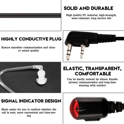 Image de Tube acoustique universel à 2 broches Oreillette avec micro PPT Lumière rouge pour radio 2 voies Wakie Talkie