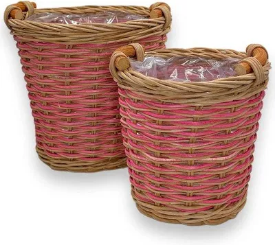 Productafbeelding van Famanu Decoratieve potten set van riet - 2 stuks