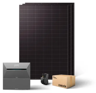 Produktbild von Kleines Kraftwerk 1500W Balkonkraftwerk ohne Halterung (bifazial) inkl. Anker Solarbank 3 + Zusatzbatterie | Solaranlage mit Speicher