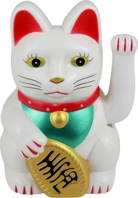 Produktbild von Glückskatze Maneki-Neko klassisch weiß Solar 10,5cm Winkekatze Lucky cat
