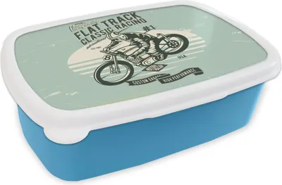 Produktbild von KitchenYeah® Lunchbox Brotzeit Brotdose 17x11 cm Motorrad - Retro - Zitat Kinder Brotzeitdose - Lunch - Kunststoff  - Brotbüchse - Sandwichbox - Lunchbox für Kinder