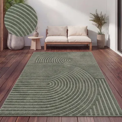 Produktbild von Outdoor Teppich Wetterfest Balkon Wohnzimmer Skandinavisches Boho Einfarbig Grösse 120x160 cm