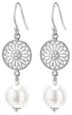 Produktbild von MATERIA Damen Ohrhänger lang mit Süßwasserperle - Echte Perlen Ohrringe Silber 925 hängend in Schmuck Box SO-305-Silber