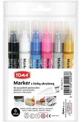 Obrázek produktu pro Marker akrylowy metalic 6 kolorów