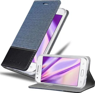Image de Cadorabo Housse pour Samsung Galaxy J1 2015 Housse en bleu Housse pour portable Etui Book Case Cover