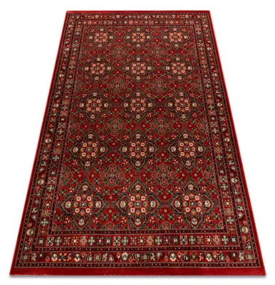 Image de Tapis en laine KASHQAI 4372 300 Fleurs, cadre bordeaux rouge 67x130 cm