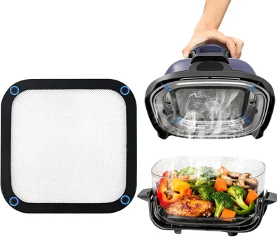 Produktbild von Spritzschutz Airfryer aus Edelstahl, passend für 3,8L und 1,4L, Schutz gegen Fettspritzer