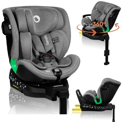 Image de Siège enfant Lionelo Harmony i-Size, base EasyTurn 360°, ISOFIX et pied de support, BuckleAlarm, Side Impact Guard, appui-tête et dossier réglables - Gris