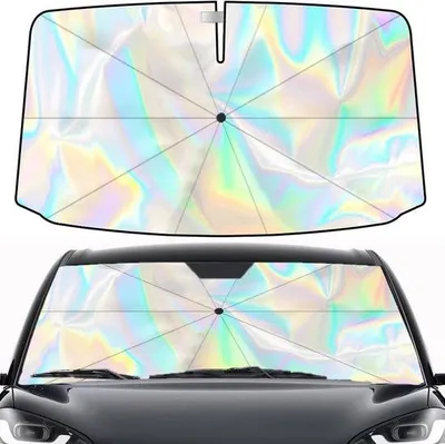 Produktbild von Famanu Sonnenschutz für das Auto - 145 x 80 cm - UV-Schutz - Regenschutz für die Frontscheibe - für die meisten Autos - SUVs - Transporter