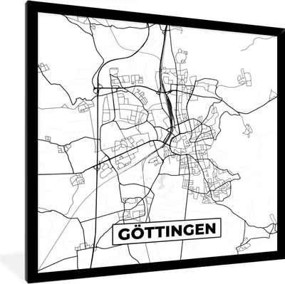 Produktbild von MuchoWow® Gerahmtes Poster Göttingen - Karte - Stadtplan - Wegbeschreibung 40x40 cm - Poster mit Schwarzem Bilderrahmen Wandposter Rahmen Foto Bilder - Mit Rahmen - Wanddekoration Schlafzimmer
