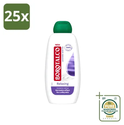 Image de 25 gels douche Borotalco Relaxant, parfum lavande et iris, 250 ml, lot de 25