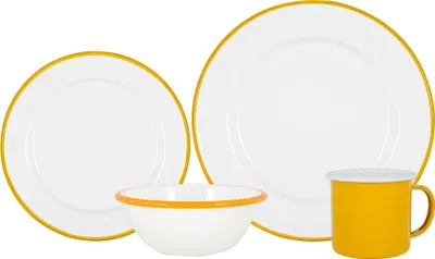 Produktbild von Argon Ta 16-teiliges Tafelservice aus weißer Emaille – cm – Gelb