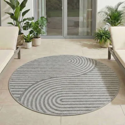 Obrázek produktu pro Carpetsale24 Venkovní Koberec Vod?odolný a UV Odolný Ideální do Kuchyn? na Balkon Terasu Zahradu i Obývací Pokoj, Velikost: 200 cm Kulatý