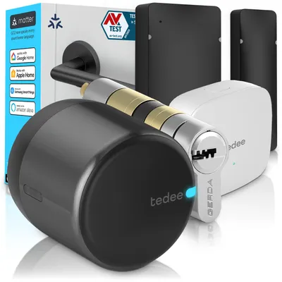Immagine prodotto di tedee GO2 Alu Serratura Smart WiFi | Sensore Porta, Accesso Remoto, Cilindro Classe 6 Antieffrazione | Matter, Alexa, Google, Apple HomeKit