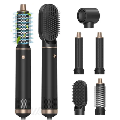 Produktbild von Multifunktionaler Haartrockner, Geräuschreduzierung, Heißluftbürste und Lockenstab mit negativen Ionen, 1000 W