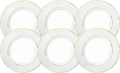 Zdjęcie produktu dla Talerz obiadowy Wilmax ze złotymi liniami, 25,5 cm, zestaw 6 sztuk, WL-880102104/A6