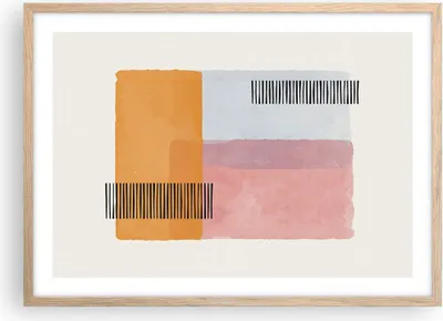 Produktbild von Gerahmtes Poster - Rahmen in heller Eiche - Aquarell Rechtecke Linien - 70x50 cm - Wand Bild - Wanddeko - Wandbilder - Kunstposter - Wandposter - Bilderrahmen - Bilder - Kunstdruck - P2NAA70x50-4669
