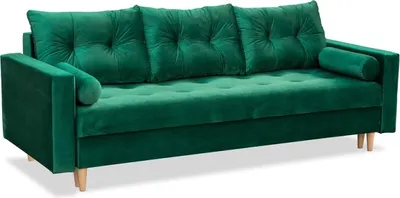 Produktbild von Schlafsofa Bandi, Sofa mit Schlaffunktion und Bettkasten, Klappsofa, Schlafcouch aus Veloursstoff, Couch in Frabe: Grün