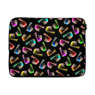 Produktbild von MuchoWow® Laptop Hülle 17 Zoll Laptoptasche Muster - Regenbogen - Mädchen mit einem Perlenohrring - Zipper - Schutzabdeckung