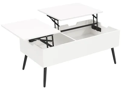 Produktbild von Couchtisch Höhenverstellbar Wohnzimmertisch mit Verstecktem Stauraum für Wohnzimmer, 50 x 100 cm, Weiß