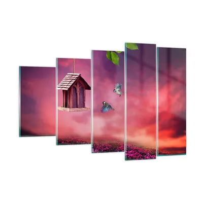 Produktbild von Bilder auf glas - Vögel Wiese Garten Dekoration - 150x100cm - Glasbilder - Wandbilder - Kunstdruck - zum Aufhängen bereit - Wanddekoration aus Glas - Glas Bilder - Wandbild auf Glas - GEG150x100-3115