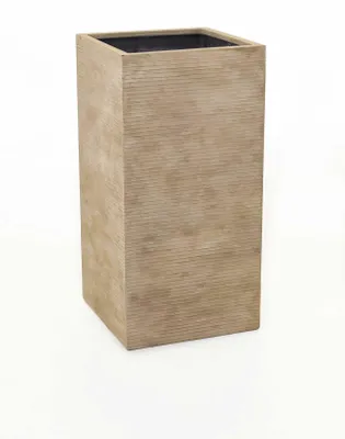Produktbild von VIVANNO Pflanzkübel Fiberglas BLOCK Säule, Streifenbeige gestreift - 40x40x80 cm