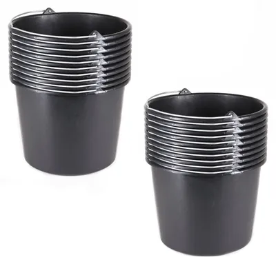 Produktbild von Baueimer Baukübel Mörteleimer 12L Futtereimer Eimer Schwarz Eimerset Wassereimer 20 Stck