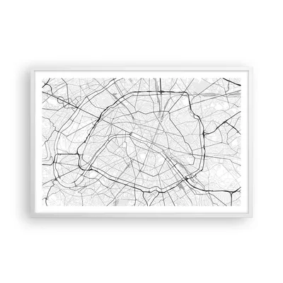 Produktbild von Gerahmtes Poster - Weißer Rahmen - Stadt Karte Paris - 91,5x61 cm - Wand Bild - Wanddeko - Wandbilder - Kunstposter - Wandposter - Bilderrahmen - Bilder - Kunstdruck - Wanddekoration - P2WAA91x61-4868