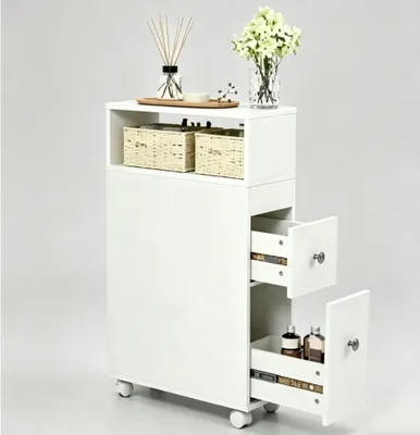 Produktbild von MYMAI 15cm schmaler Nischenschrank mit Rollen, multifunktional als Badschrank, Lückenschrank für Kühlschrank und Nachttisch