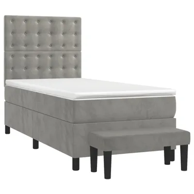 Obrázek produktu pro vidaXL Postel Boxspring s matrací Light Grey 90x200 cm Velvet