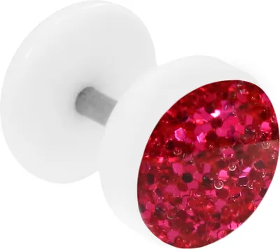Produktbild von Fake Plug Ohrstecker weiß Glitterline Farbe - Fuchsia