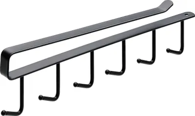 Produktbild von Hettich Garderobenleiste 6 Haken Stahl 26,5 x 7,2 x 1,5 cm schwarz