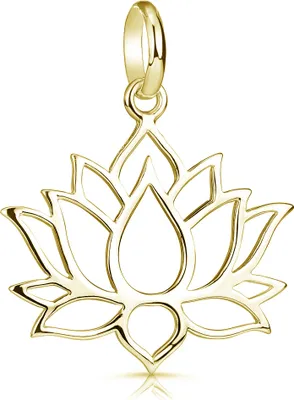 Produktbild von MATERIA Lotusblüte Schmuck Anhänger gold aus 925 Sterling-Silber vergoldet wahlweise mit Kette KA-69-Gold