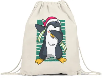 Produktbild von Pinguin Turnbeutel Gymsack Weihnachtstage Winter Schnee Merry Christmas Dekoration Frohe Weihnachten Festtage Advent