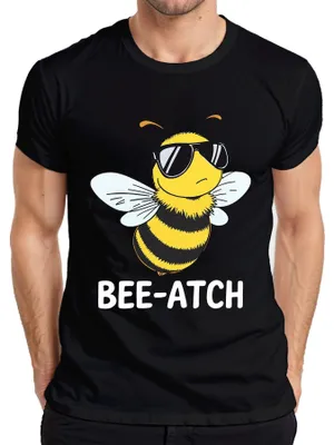 Productafbeelding van BEE-ATCH Grappige bijenzonnebril, ondeugende honingbijen, cadeau voor heren, T-shirt, zwart, maat XL