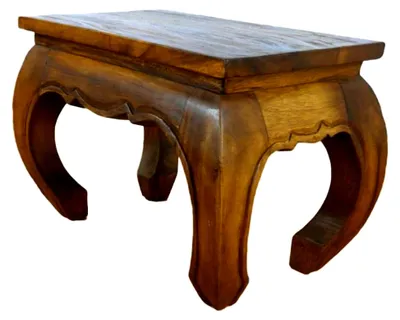 Produktbild von Opiumtisch aus Massivholz – 60x40x40cm – Handgeschnitzter Beistelltisch aus Thailand, Einzigartig und Nachhaltig, Ideal für Wohnzimmer und Leseecken (Hellbraun)
