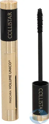 A product shot of a mascara tube and its wand.