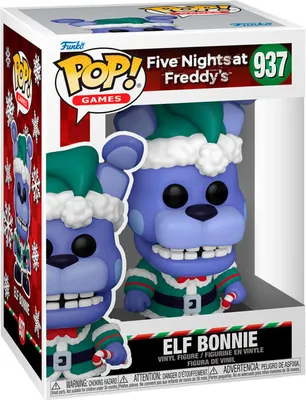 A Funko Pop! vinyl figure of Elf Bonnie from Five Nights at Freddy's, displayed in its original packaging.