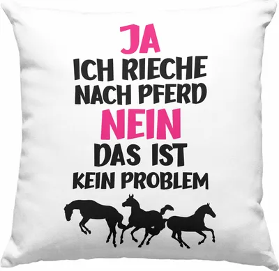 Produktbild von Trendation - Reiterin Mädchen Pferde Geschenk Deko-Kissen mit Füllung 40x40 Reiten Reiterin Kinder Becher Spruch Lustig Geburtstag Geschenkidee  (Blau)